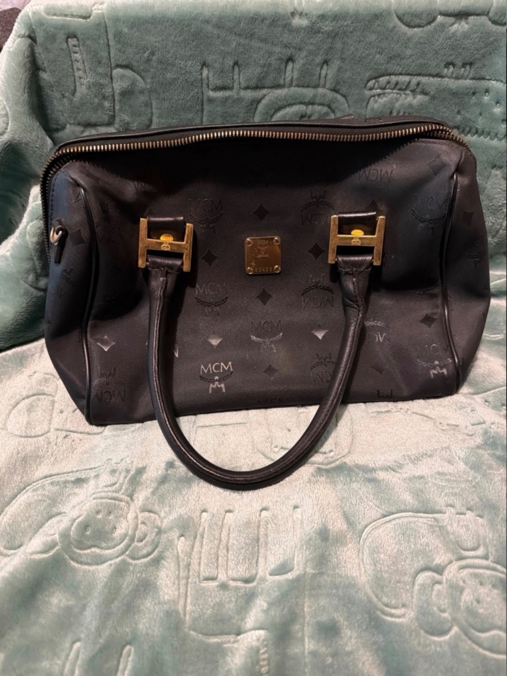 MCM Authentic Small Monogram Satchel Handbag